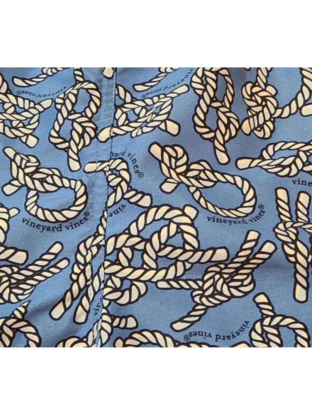 Vineyard Vines Swim Trunks Mens Sz Large Blue Nautical Rope Print Mesh Lined EUC